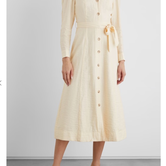 Iris and Ink Midi Crepe Dress in Cream - Picture 3 of 6